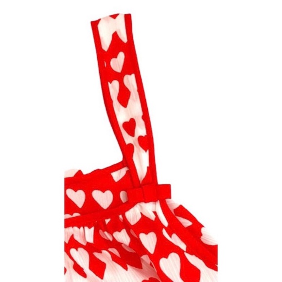 Kate Spade Red & White Dream A Little Dream Heart Print Sleep Romper, Size Large - Picture 7 of 10